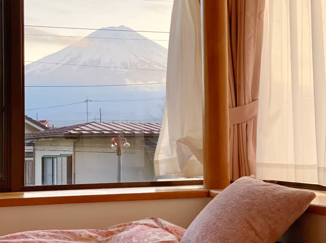 View of Mount Fuji from bedroom window
